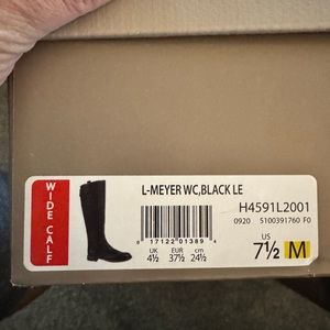 NWT and box Franco Sarto black leather high boots.